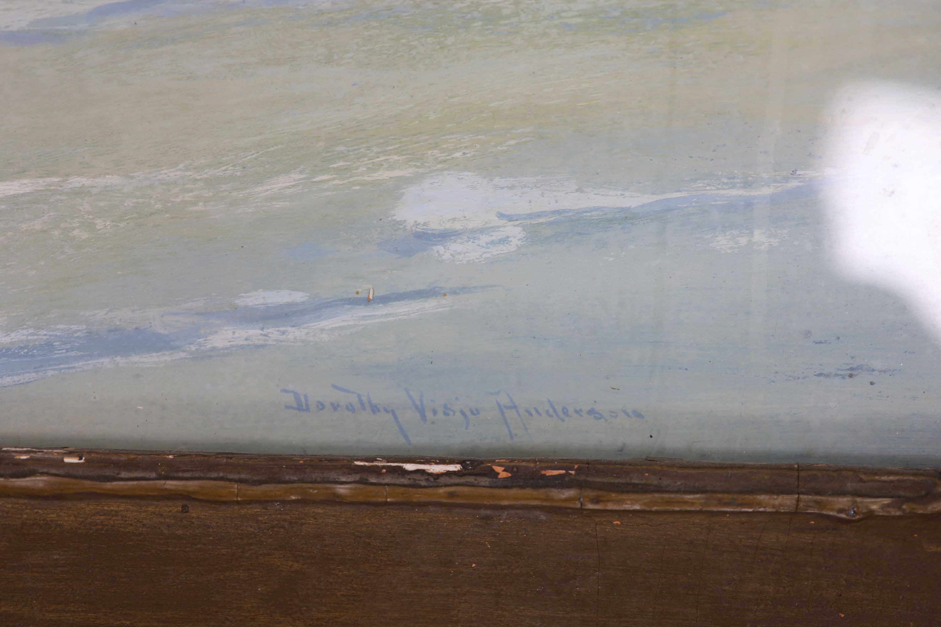 Dorothea V. Henderson (Exh.1926-1931), gouache, woman on a beach, signed, 54 x 75cm.